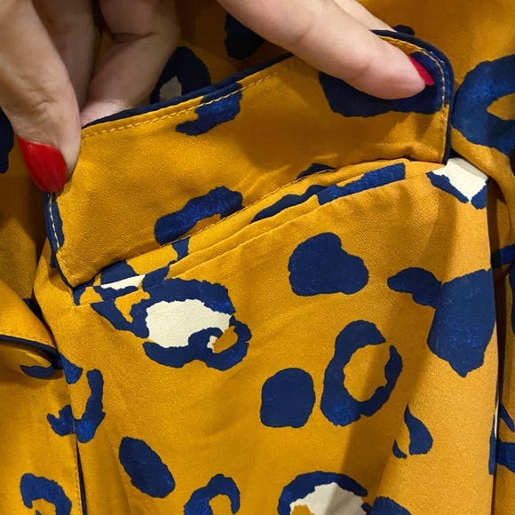 3.1 PHILIP LIM x Target Double Breasted Blazer Orange w/ Blue Leopard Print - Picture 10 of 16